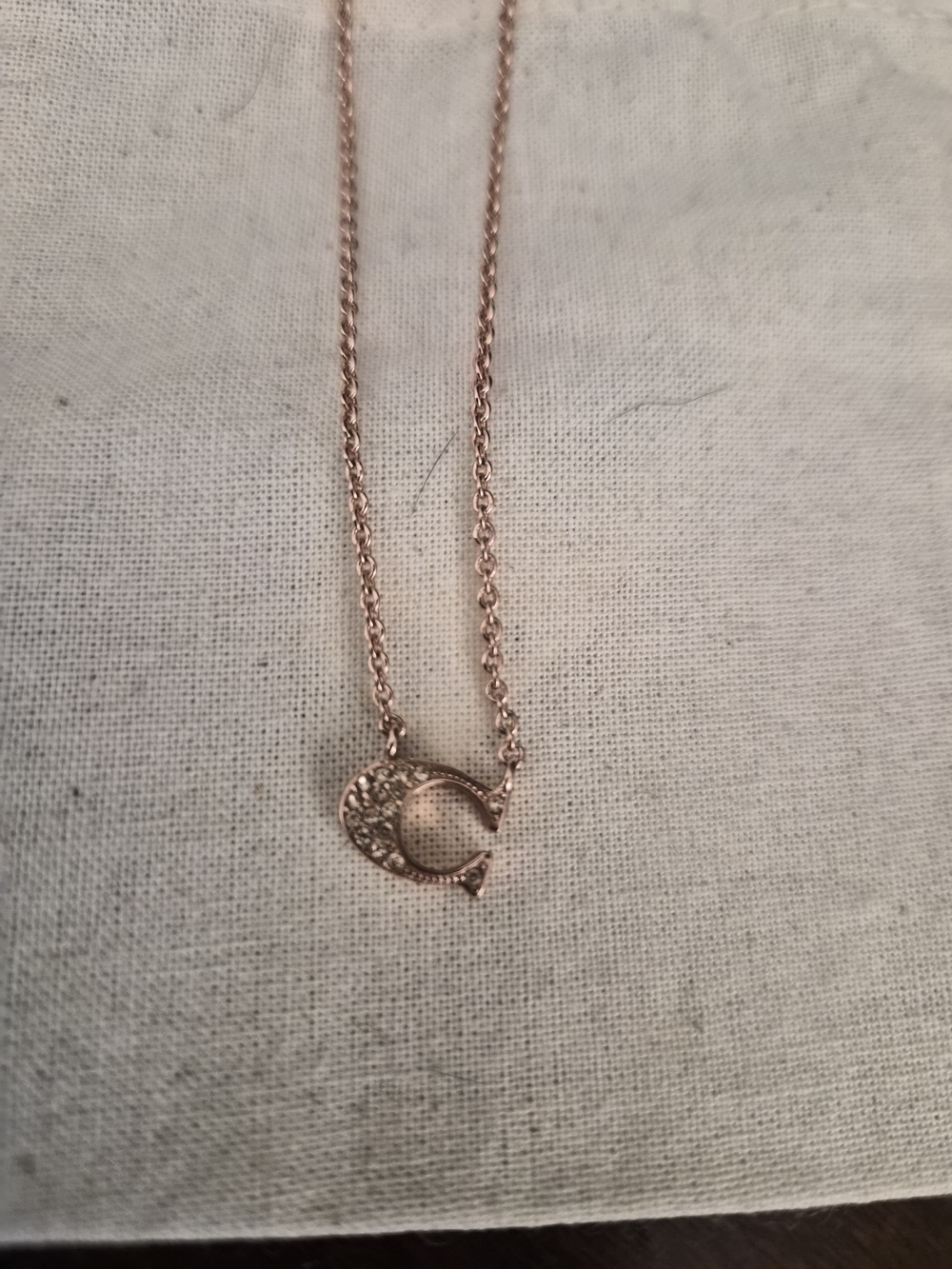 Coach Rose Gold Letter C Necklace -